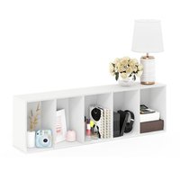 Étagère en bois blanc pour décor à la maison, étagère de rangement en cube de livres, étagère ouverte, bibliothèque étroite à 5 niveaux