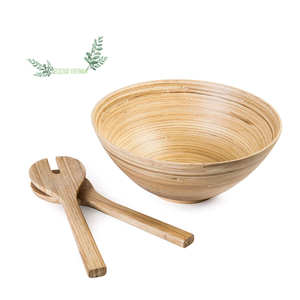 Meilleure vente 2024! Bol à salade en bois de bambou filé/bol et cuillère en bambou de haute qualité 100%, prix bon marché d'Eco2go Vietnam - Product Image 5