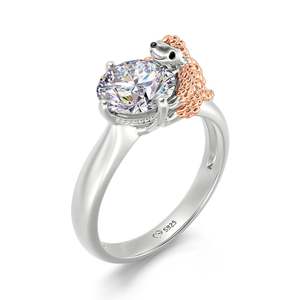 Bague Jeulia Hug Me Bellied Pangolin en argent sterling plaqué rhodium, coupe ronde, design pour amoureux - Product Image 2
