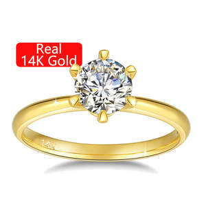 Luxe fait à la main pierres précieuses fines or 18K 14K creux 1 carat diamant bijoux de mariage femmes bague Moissanite - Product Image 4