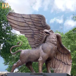 Modern açık bahçe büyük pirinç bakır bronz Griffin heykel