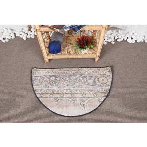 Alfombra turca de retazos rústica negra Beige hecha a mano de 2,5x1,5 pies para sala de estar dormitorio cabecera lana poliéster con respaldo de látex - Product Image 1