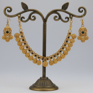 Exquisite Temple Jewellery Coin Set 62gm Traditional Indian Gold Plated <b>Necklace</b> <b>and</b> <b>Earrings</b> Perfect for Festivals <b>and</b> Weddings - Product Image 2