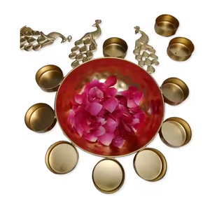 Ethnic Style Handcrafted Brass Urli Bowl Home Pooja Room Entrance Decor Event <b>Centerpieces</b> Durable Eco-Friendly <b>Candle</b> Holders - Product Image 1