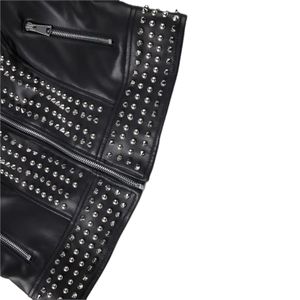 เสื้อแจ็คเก็ตหนังผู้หญิงสไตล์สตีมพังค์สไตล์ร็อคตอกหมุดเสื้อโค้ทโลโมทีฟหนัง PU ปักลายสไตล์โกธิค - Product Image 5