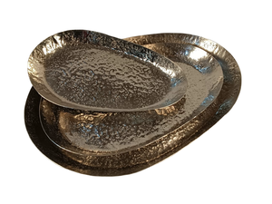 Plateau de service décoratif en aluminium antique, forme carrée, avec poignées, doré, pour table et ottoman - Product Image 5