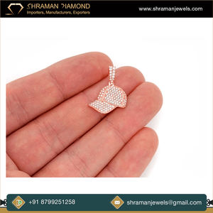 Gorro de Béisbol Moderno y Elegante de Oro Sólido de 10K con Diamantes Cultivados en Laboratorio, Colgantes y Dijes Finos, Joyería de Moda, Regalos - Product Image 5