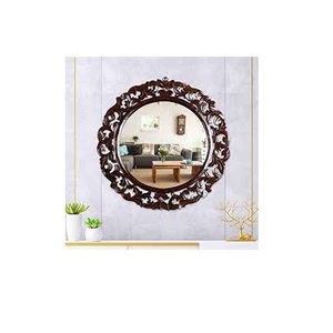 Miroir mural classique pour la maison hôtel salle de bain miroir mural couleur marron rustique forme ronde moderne meilleure chambre miroir mural - Product Image 3