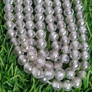 Cuentas facetadas de moissanita redondas blancas de 7,50 MM, fabricación de grado de corte AAA para joyería y cuentas de diamantes personalizadas - Product Image 1