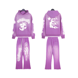Survêtement personnalisé surdimensionné poids lourd 2024 à capuche délavé à l'acide et ensembles de jogging survêtement à capuche en molleton de coton pour hommes - Product Image 4