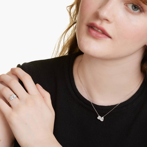 Collar Asscher y pera Chapado en plata de 3,00 MM/10K para mujer, collar de mujer con diamantes cultivados en laboratorio, estilo minimalista para trajes Casuales - Product Image 2
