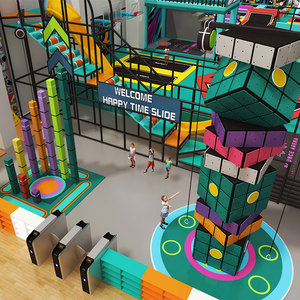 Équipement de terrain de jeu intérieur coloré sur le thème de la science-fiction pour enfants, grand centre de jeux souple avec toboggans, escalade et piscine à balles - Product Image 4