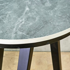Modern Round Stone Top Side <b>Table</b> 45cm Iron <b>Legs</b> Decorative SST031 - Product Image 4
