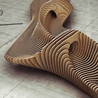 Banc en bois paramétrique fait main, design ajouré, mobilier pour centre artistique et zone de réception de luxe