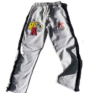 Nuevo Diseño de Conjunto de Sudadera con Capucha y Pantalones para Hombre, de Felpa Francesa de Algodón Estampado de Invierno, con Parches Bordados, Estilo Vintage Lavado al Ácido - Product Image 4