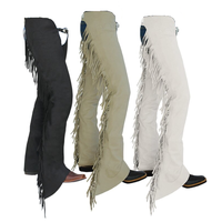Chaps de cowboy faits main pour sports de plein air, en cuir véritable avec franges et fermeture à boucle