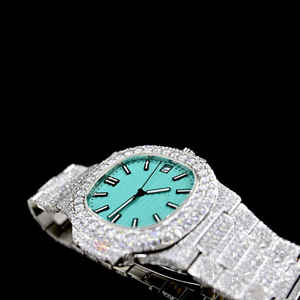 Montre de luxe automatique en acier inoxydable de haute qualité avec diamants en moissanite, bijou de mode pour hommes et femmes, montre glacée - Product Image 3