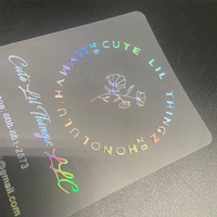 Carte de Visite et d'Invitation Commerciale Personnalisée en Plastique Transparent à Faible MOQ avec Lettre Holographique