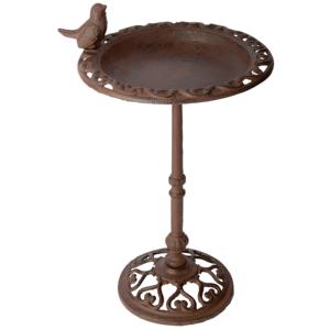 Antique Style Rouille Oiseau Bain Vintage Fer Métal Oiseau B pour Jardin Piscine Patio Pont Porche Conteneur D'eau avec Lumière Usage Extérieur - Product Image 3
