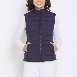 Chaleco acolchado con cremallera de estilo de bolsillo Moq bajo para mujer, nuevo diseño de cremallera sin mangas, chaleco acolchado para mujer - Product Image 1