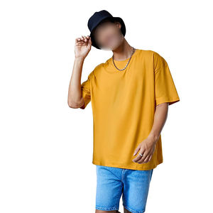 Camiseta de manga corta de Color sólido de peso pesado orgánico desgastado Camisetas de hombre de algodón 100% sueltas personalizadas - Product Image 4