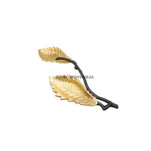 <b>Heavy</b> <b>Duty</b> Metal Made Black And Gold Color Leaves Desjigner Bowl For Wedding And Villa Parties Dining Table Centerpiece & Decor - Product Image 1