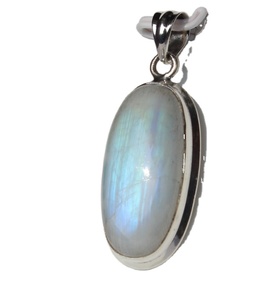 Collier pendentif goutte en pierre de lune naturelle, monture en argent sterling, style bohème moderne, cristal de guérison unisexe, certifié par une tierce partie - Product Image 6