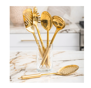 Cuchara de latón Cuchara Elegante Mango largo Cuchara de cocina de latón 9 piezas Juego de cucharones de latón tradicional para servir - Product Image 6