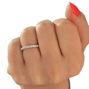 Ensemble Demi Eternity Prong Moissanite GRA Certifié Bande de Fiançailles de Mariage 1.8mm Taille Brillante Or Blanc 18K Femmes - Product Image 1