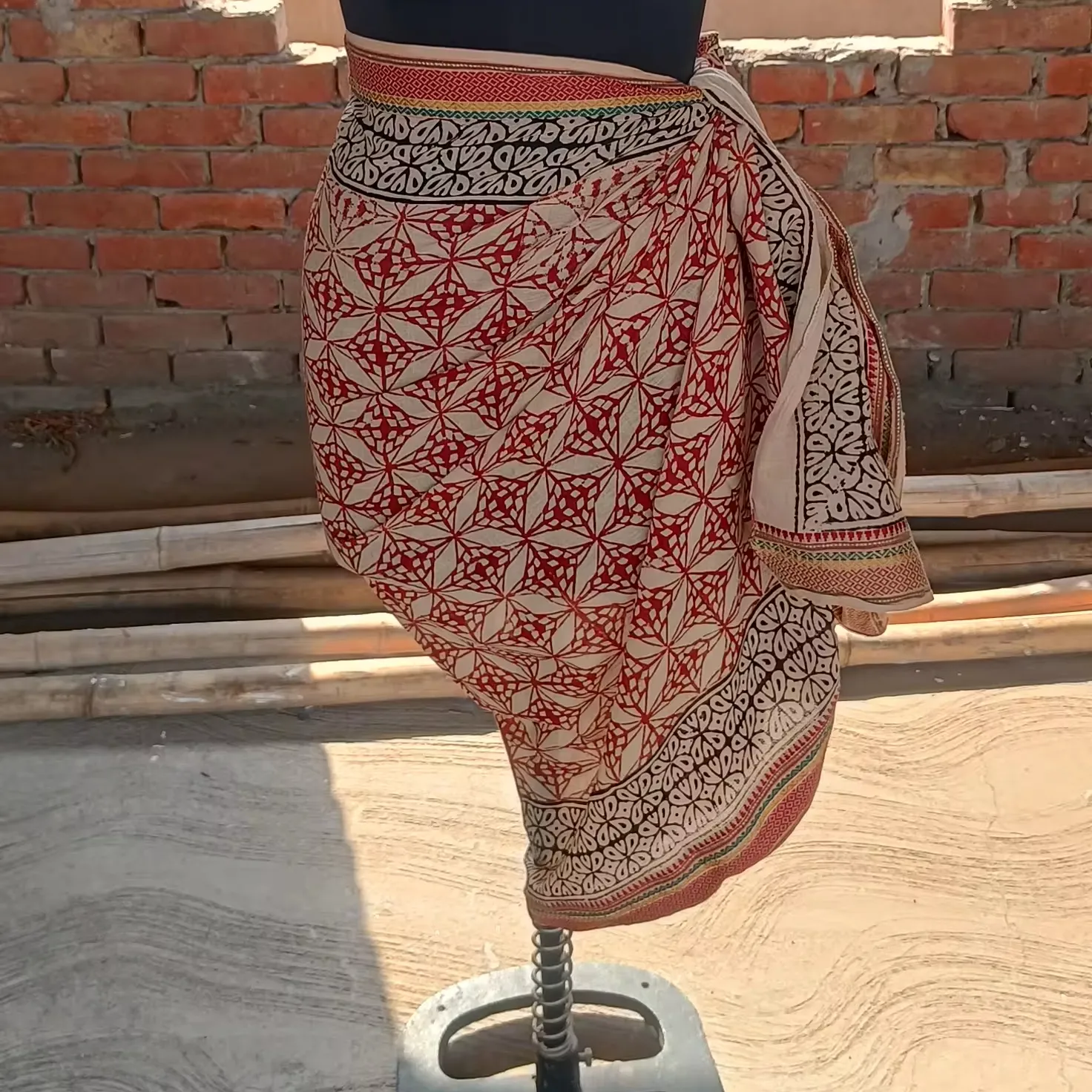 Sarongue de algodão com estampa de Dabu Bagru Jaipuri feito à mão em bloco sarongues de Dabu para mulheres usar pareos sarongues por atacado