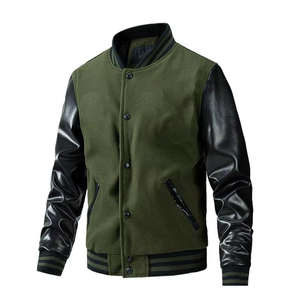 Mangas de cuero haga su pedido según su demanda con logotipo personalizado chaqueta de baloncesto Varsity para hombres bordado - Product Image 5