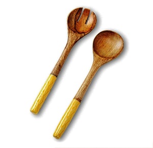 Juego de servidores de ensalada de madera de mango hecho a mano, técnica de esmaltado, cocina económica en línea, uso doméstico, herramientas para ensalada - Product Image 6