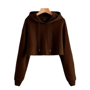 Sweats à capuche courts de haute qualité pour femmes Designs personnalisés Logo avant Mode d'hiver Pakistan Makers-OEM/ODM quantité minimale de commande bas pour les marchés mondiaux - Product Image 1