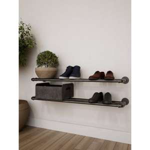 ชั้นวางติดผนังโลหะแนววินเทจทำมือสำหรับจัดระเบียบพื้นที่เคลือบผงสีดำสำเร็จรูปร่างและขนาดที่กำหนดเองได้ในราคาประหยัด - Product Image 4