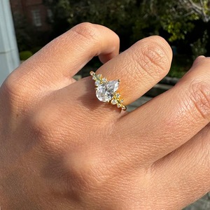 Teardrop Pear Shaped Lab Grown Diamond Engagement Ring 1.20 Ct SI2 Clarity 14K Solid Gold Prong Setting For <b>Jewellery</b> Making - Product Image 3