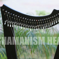 Portable Black Lever Harp | Lightweight String Harp Instrument for Beginners & Professionals