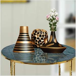 Acube Industries, jarrón de latón de hierro minimalista moderno, diseño Floral electrochapado dorado y negro, tamaño personalizado, mesa de cena de boda, sala de estar - Product Image 2