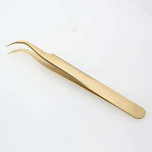 Pinzas de Precisión Manuales Profesionales de Acero Inoxidable con Punta Curva Dorada para Extensión de Pestañas, Maquillaje, Joyería, Manualidades y Detalles Finos - Product Image 6