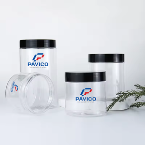 Matériau du corps Pot en PET Forme ronde avec volume Au besoin Récipient cosmétique de rame de pot en plastique transparent transparent avec couvercle noir - Product Image 3