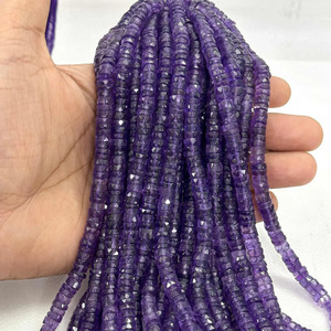 Cuentas de neumático Heishi facetadas de amatista Africana Natural de 6mm y 7mm, venta al por mayor, cuentas de piedras preciosas, joyería para pulseras, collares y tobilleras - Product Image 2