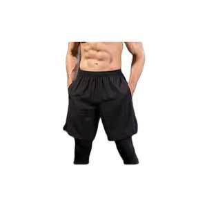 กางเกงกีฬาขาสั้นผู้ชายสำหรับบาสเกตบอล วิ่ง ปั่นจักรยาน ฟิตเนส ระบายอากาศได้ดี เหมาะสำหรับเด็กผู้ชาย เล่นฟุตบอล กิจกรรมกลางแจ้ง โยคะ ออกกำลังกายในยิม มีกระเป๋าซิปสีดำ - Product Image 1
