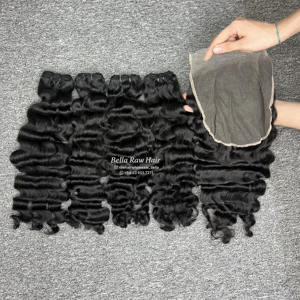 วิกผมแท้แบบไม่เรมี่เวียดนามเครื่องต่อผมมนุษย์ทำจากผมลอนลึกผมต่อผมแบบคู่ - Product Image 5