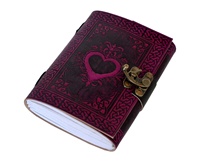 Journal en cuir relié Vintage coeur cahier livre des ombres noir rose sort fait à la main coton papier cadeau journal avec Logo personnalisé