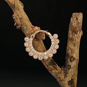 Ensemble de lunette en or massif 14 carats Diamant Miligrain Septum Anneau de nez Bijoux fins. - Product Image 2