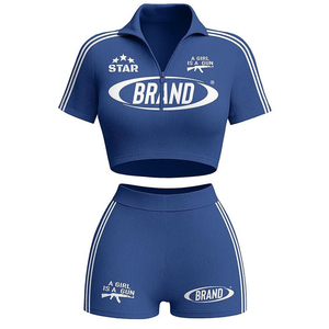 Conjunto de Camiseta de Manga Corta con Rayas Laterales y Pantalones Cortos a Juego para Mujer, Estilo Deportivo, Verano, Calidad OEM - Product Image 3