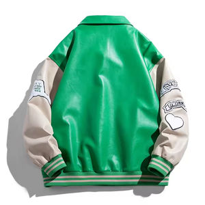 Manches en cuir personnalisées lettre homme chenille broderie baseball femmes hommes varsity veste fabrication - Product Image 2
