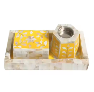 Brûleur d'encens multicolore en os incrusté 2026 MOP Tray Medkhan Mubkhar Cadeau Bois de santal écologique - Product Image 6