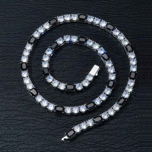 Lujo negro blanco Baguette Moissanite diamante tenis cadena Unisex joyería regalo para compromiso aniversario y celebraciones - Product Image 2