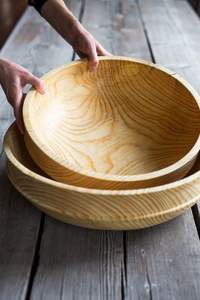 BOL DE QUALITÉ-BOL À FRUITS EN BOIS NATUREL, Bol en bois décoratif pour table, bureau, décoration d'intérieur, ustensiles de cuisine - Product Image 3