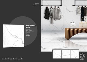 Mejor precio y calidad Premium 1200x1200mm Azulejos de losa de porcelana Diseño de mármol Acabado brillante Exportador de paredes y pisos - Product Image 5